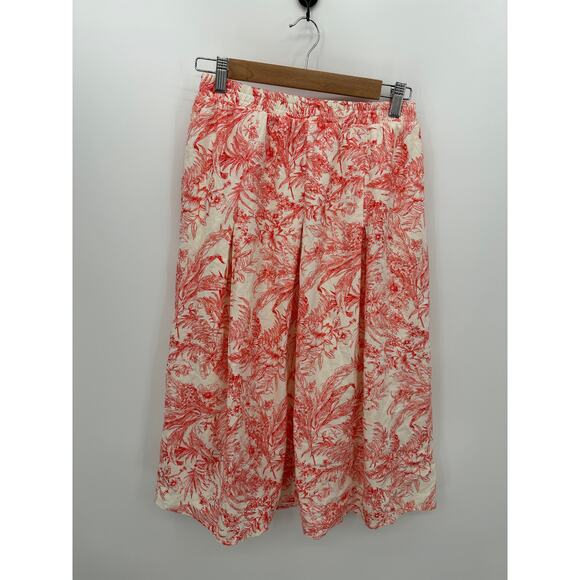 Kirious Skirt Women Orange Red Cream Rayon Linen Stretch Waist Summer Beach Boho - Picture 2 of 7